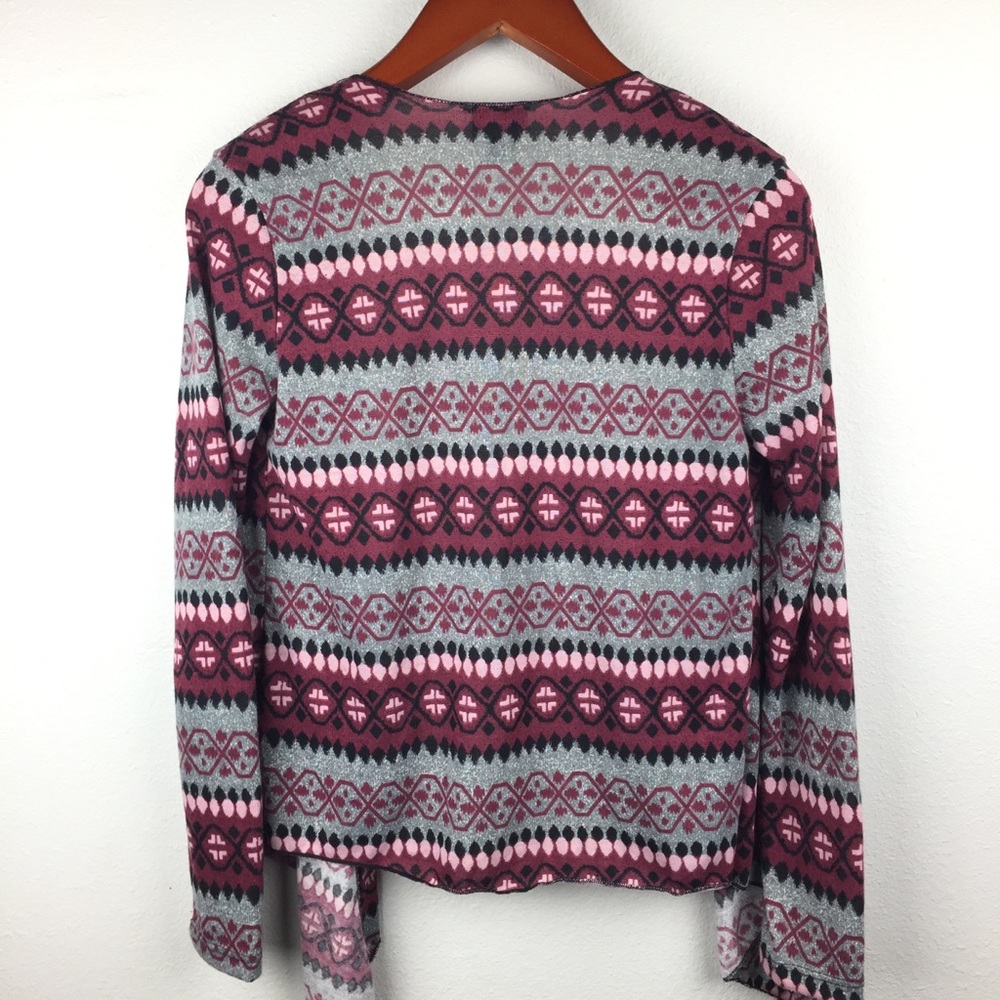 Aztec Boho Fall Cardigan Sweater Pink Tunic Long Sleeve Mauve Christmas - Picture 2 of 5